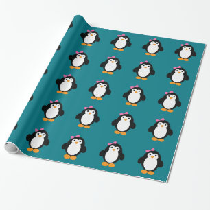 Cute Girl Penguin Wrapping Paper