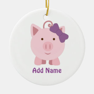 Cute Girl Pig Ceramic Ornament