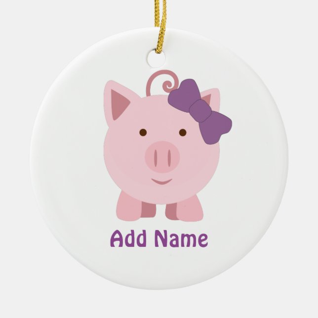 Cute Girl Pig Ceramic Ornament (Front)