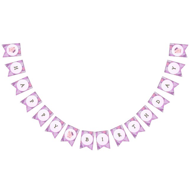 Cute Girl PIg Happy Birthday Bunting Bunting Flags (All)