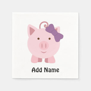 Cute Girl Pig Paper Napkins