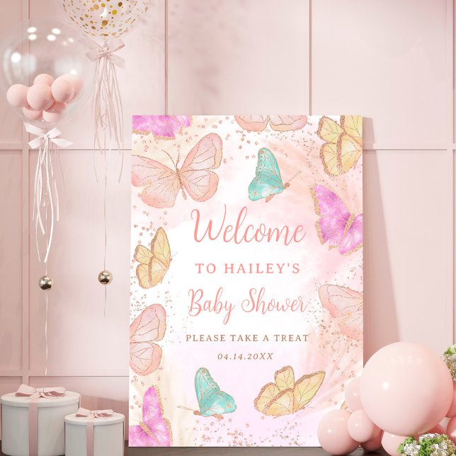 Cute girl pink a little butterfly welcome shower foam board (Creator Uploaded)