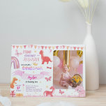 Cute Girl Pink Dino Dinosaur Photo Kids Birthday Invitation<br><div class="desc">Cute Baby Girl Pink Dino Dinosaur Kids Birthday Invitation</div>