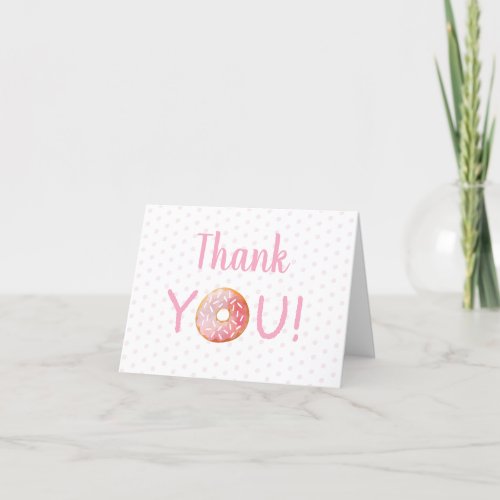 Cute Girl Pink Donut Baby Shower Thank You Card