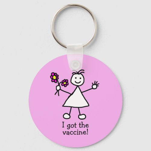 Cute Girl Pink Funny Cartoon Vaccinated Keychain