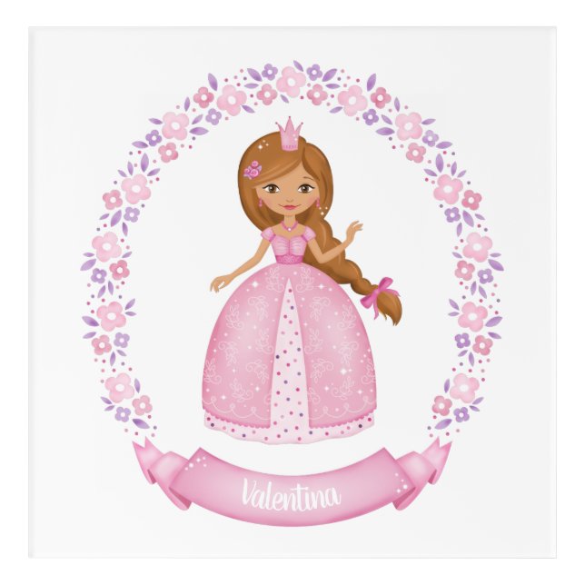 Cute Girl Pink Princess Nursery Art (Front)