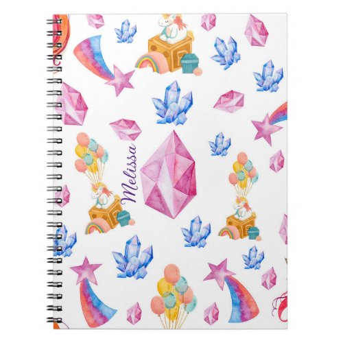 Cute Girl Pink Star Personalized Unicorn Pattern Notebook