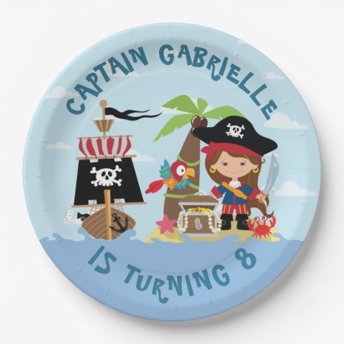 Cute Girl Pirate Party Paper Plate