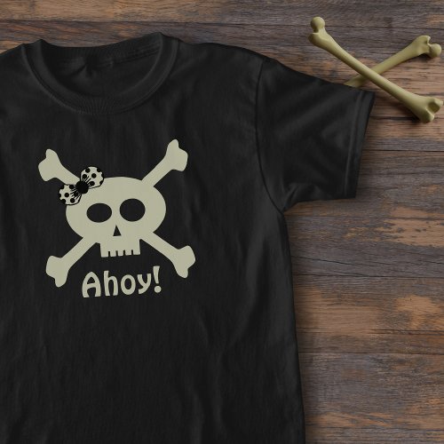 Cute Girl Pirate Skull and Crossbones T_Shirt