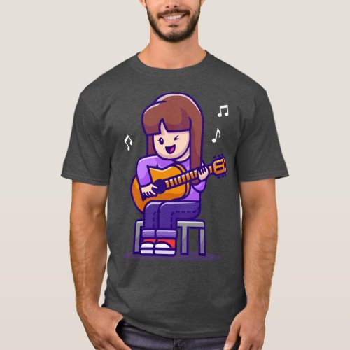 Cute Girl Playing Guitar T_Shirt