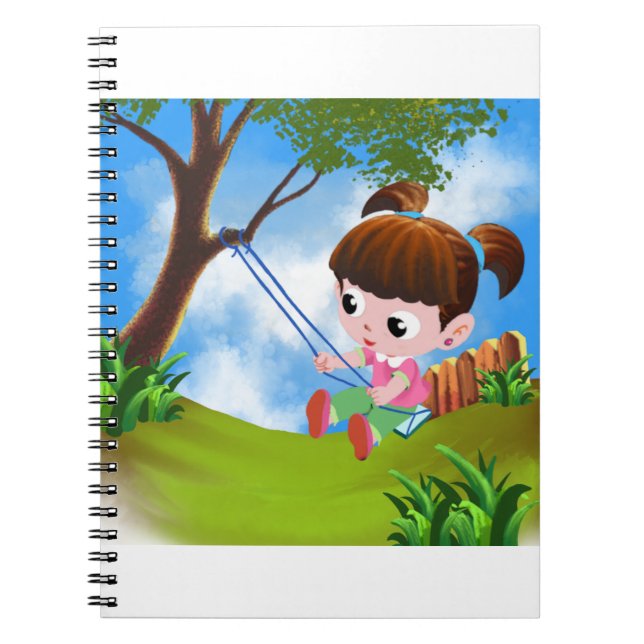 cute girl playing on the swing notebook (Front)