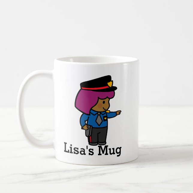 Cute girl Police Officer Coffee Mug (Left)