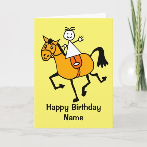 Cute Girl Pony Riding Birthday Card