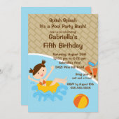 CUTE Girl Pool Party Birthday Invitation (Front/Back)