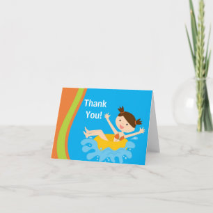 Cute Girl Pool Party Thank You Note