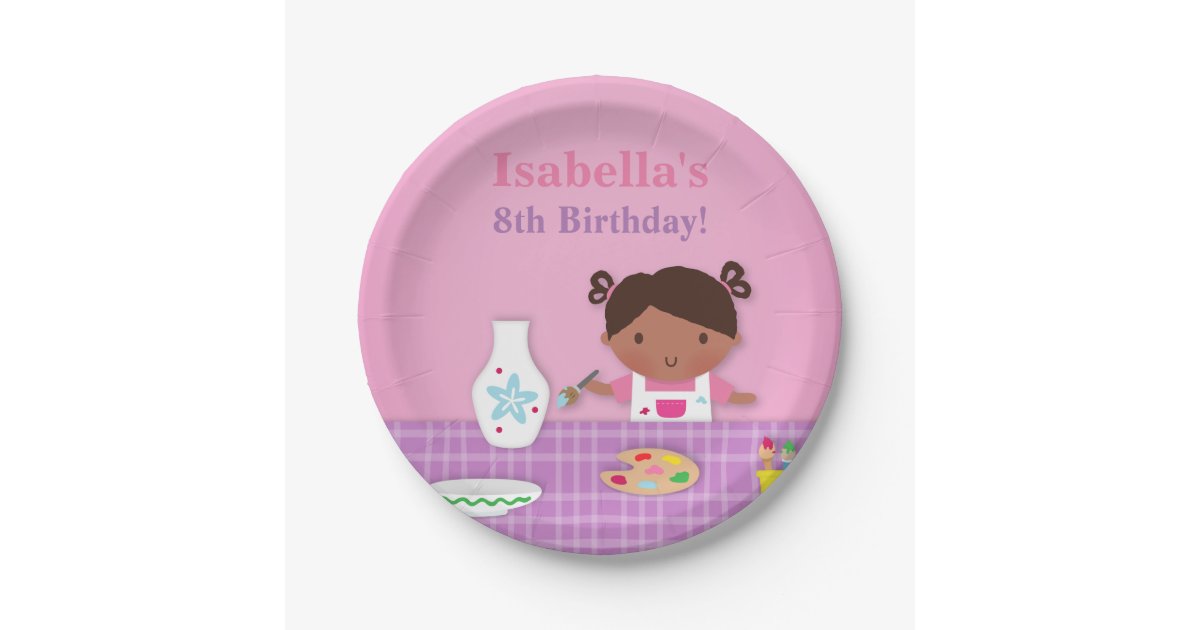 Cute Girl Pottery Painting Birthday Party Supplies Paper Plates Zazzle