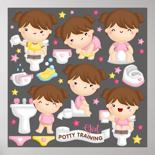 Cute Girl Potty Training Poster (Front)