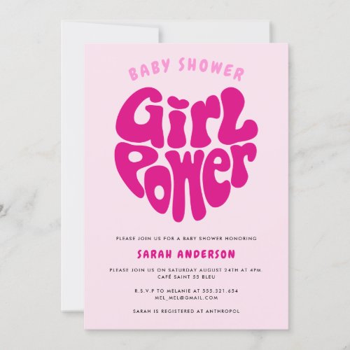 Cute Girl Power Baby Shower with Heart Invitation