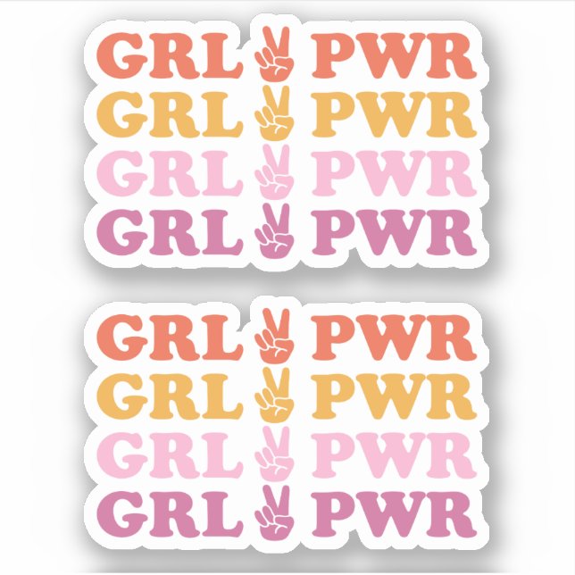 Cute Girl Power Peace Sign Sticker (Front)