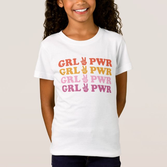 Cute Girl Power Peace Sign T-Shirt (Front)