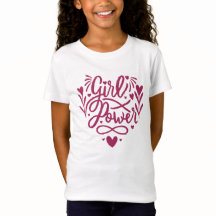 Cute Girl Power with Flowers and Heart Shirt