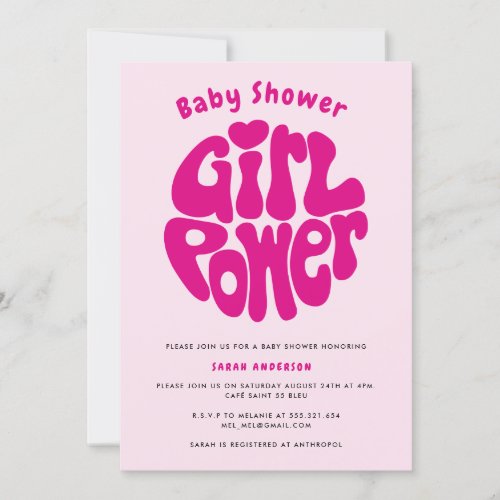 Cute Girl Power with Heart Invitation