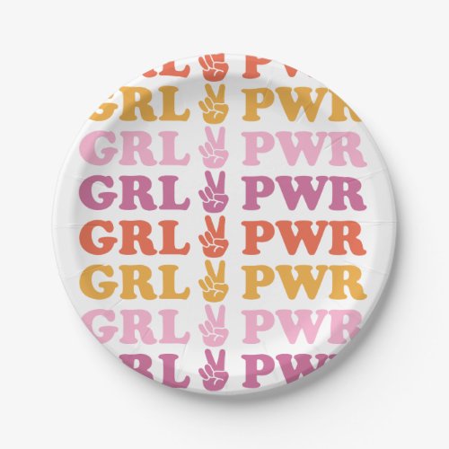 Cute Girl Power with Heart Paper Plate