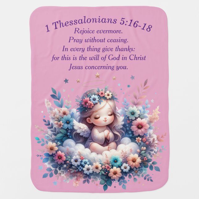Cute Girl Praying Pink  Baby Blanket (Front)