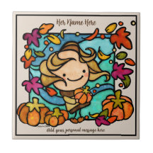Cute Girl Pumpkins Windy Loves Autumn
