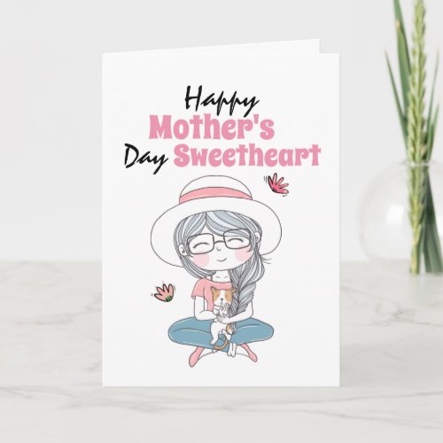 Cute girl puppy dog first Mothers Day poem Card