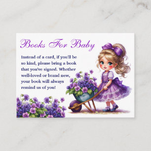 Cute Girl Purple Flower Floral Books For baby Enclosure Card