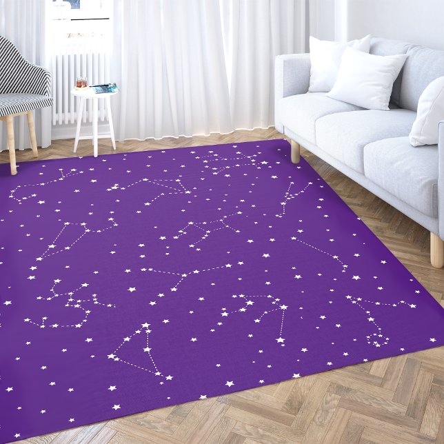 Cute Girl Purple White Stars Night Constellation Rug (In Situ. Image by alexandercho on Freepik
)