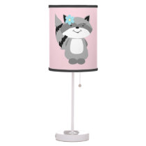 Cute girl Raccoon Woodland Nursery Lamp