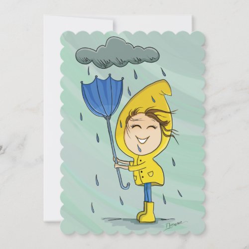 Cute Girl Rainy Windy Day Graphic Encouragement