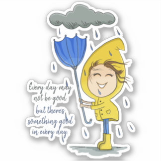 Cute Girl Rainy Windy Day Graphic Encouragement Sticker
