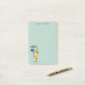 Cute Girl Rainy Windy Day Graphic Personalize Post-it Notes (On Desk)