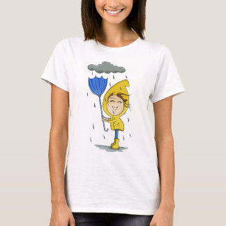 Cute Girl Rainy Windy Day Graphic T-Shirt