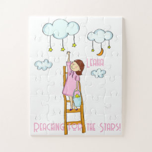 Cute Girl Reaching for the Stars Puzzles 