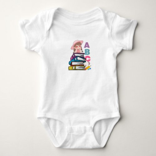 Cute Girl Reading Books & ABCs Baby Bodysuit