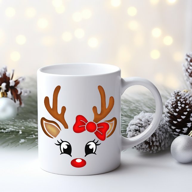 Cute Girl Reindeer Face Coffee Mug (Creator Uploaded)