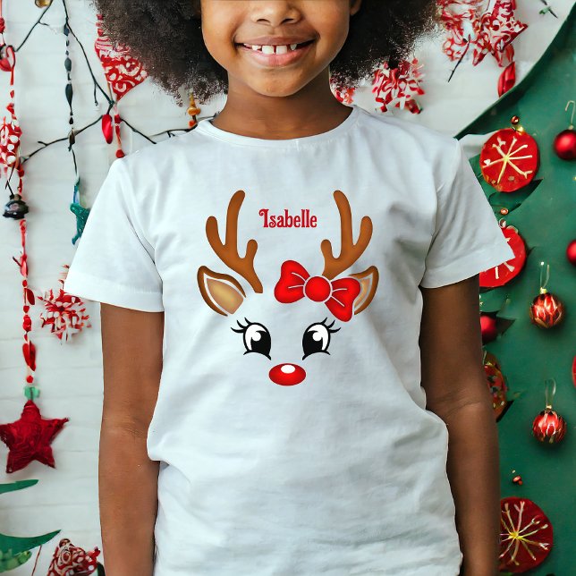 Cute Girl Reindeer Face T-Shirt (Creator Uploaded)