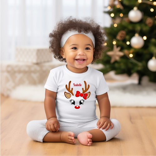 Cute Girl Reindeer Face Toddler T_shirt
