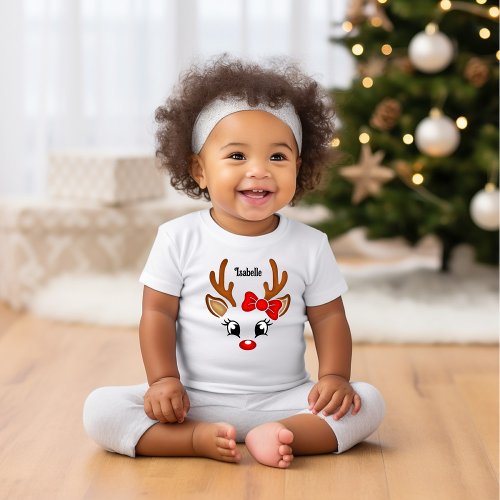 Cute Girl Reindeer Face Toddler T_shirt