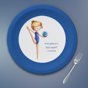 Cute Girl Rhythmic Gymnastics Birthday Party Paper Plates
