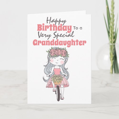 Cute girl riding bicycle special granddaughter card