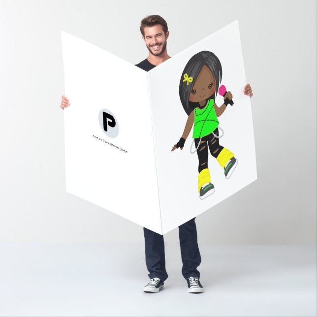 Cute Girl Rock Star Birthday Greeting Card (In Situ)