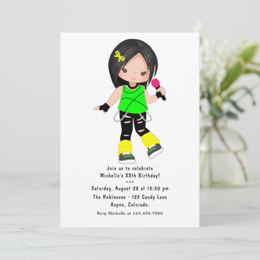 Cute Girl Rock Star Birthday Party Invitation | Zazzle