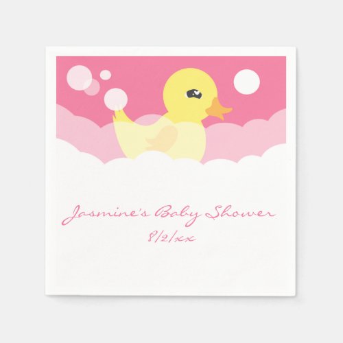 Cute Girl Rubber Ducky Baby Shower Napkins