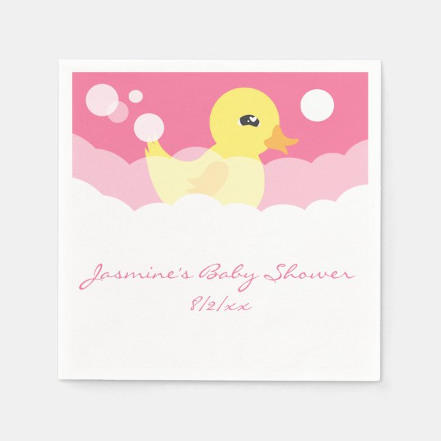 Cute Girl Rubber Ducky Baby Shower Napkins (Front)