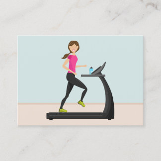 Cute Girl Running Illustration Personal Trainer Business Card
